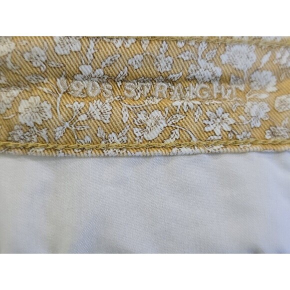 American Eagle AE Jeans 90s Straight  Womens Size 8 Yellow Floral Raw Hem Ankle - Picture 9 of 11